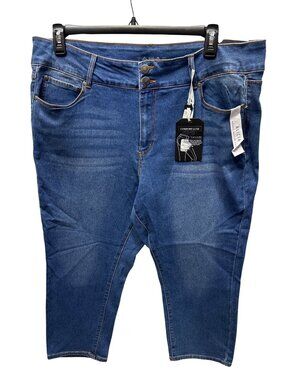 Tahari Womens Size 20 Comfort Luxe Double Button Capri Jeans Stretch Denim